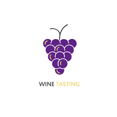 logo or label Wine tasting. Flat style logotype template with grape.