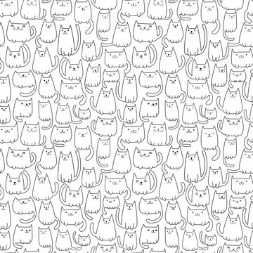 Fototapeta Seamless vector pattern with cute cats
