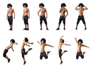 Collage of dancers isolated on white background