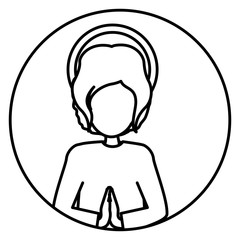circular silhouette half body baby jesus vector illustration