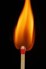 Quiet burning match on black