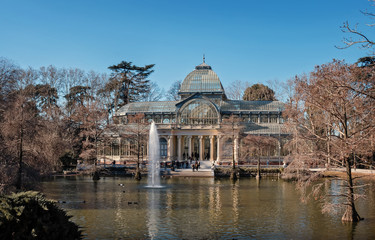 Fototapeta premium Crystal Palace building at Retiro Park in the city of Madrid, Spain