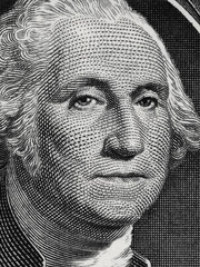 US president George Washington face portrait on the USA one dollar bill macro, united states money closeup