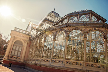 Fototapeta na wymiar Palacio de Cristal building at Retiro Park in the city of Madrid, Spain