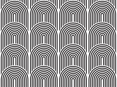 Vector seamless pattern. Modern stylish texture. Geometric striped ornament. Monochrome linear weaving.