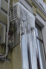 icicles hanging from the air conditioner