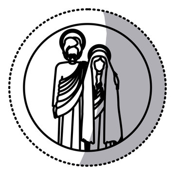 holy family silhouette in circle clip art preview