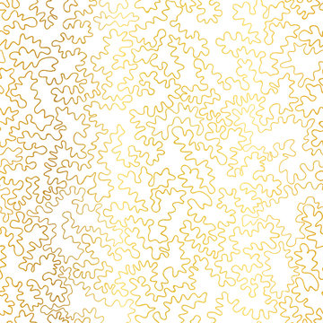 Vector Golden On White Abstract Doodle Drawing Line Texture Seamless Pattern Background. Great for elegant gold  fabric, cards, wedding invitations, wallpaper.