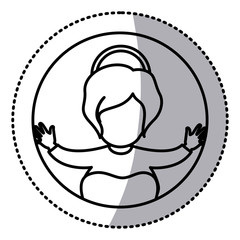 circular sticker contour of baby jesus vector illustration
