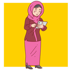 Muslim woman use tablet