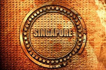 singapore, 3D rendering, grunge metal stamp