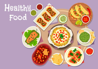 Mexican cuisine spicy snacks icon for menu design