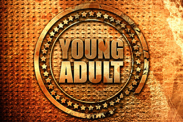 young adult, 3D rendering, grunge metal stamp