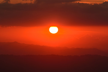 Sunset over the mountains a beautiful time.