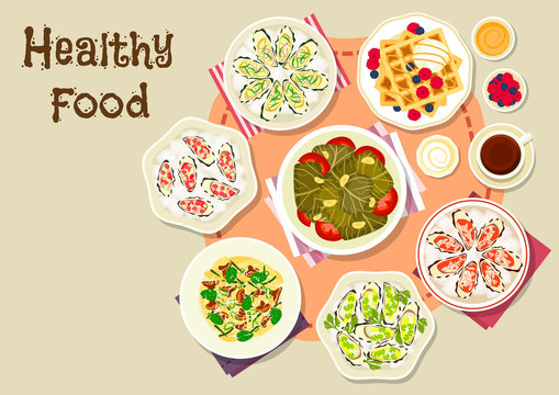 Healthy food for lunch menu icon design