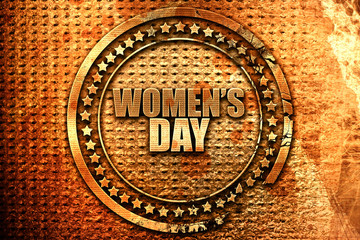 women's day, 3D rendering, grunge metal stamp