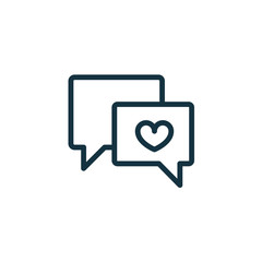 Fototapeta premium speech bubble with heart thin, line icon on white background; is