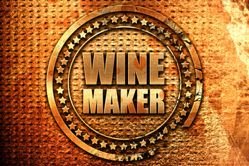 wine maker, 3D rendering, grunge metal stamp