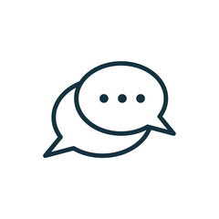 speech bubble thin, line icon on white background; isolated flat