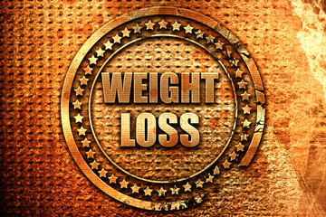 weight loss, 3D rendering, grunge metal stamp