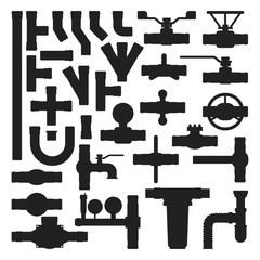 Pipes vector icons silhouette isolated.