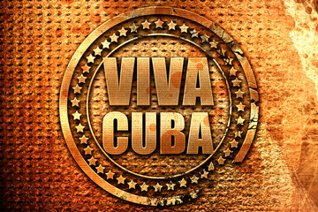viva cuba, 3D rendering, grunge metal stamp