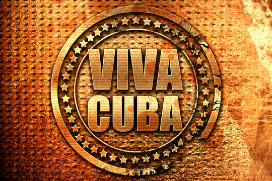 viva cuba, 3D rendering, grunge metal stamp