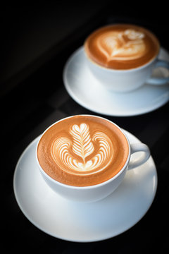 coffee latte art in coffee shop
