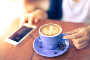 coffee latte art in coffee shop

