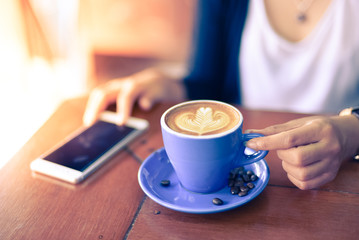 coffee latte art in coffee shop
