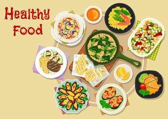 Appetizing meal icon for lunch menu design