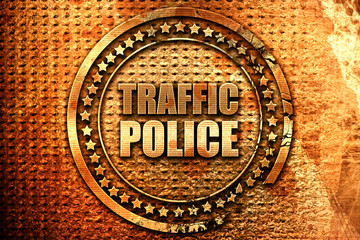 traffic police, 3D rendering, grunge metal stamp