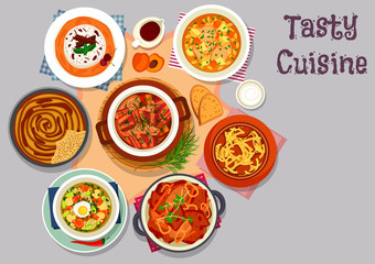 Meat dinner dishes icon for menu design