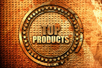 top products, 3D rendering, grunge metal stamp