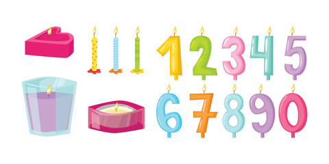 Vector candle with fire.