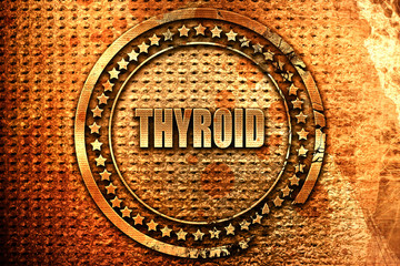 thyroid, 3D rendering, grunge metal stamp