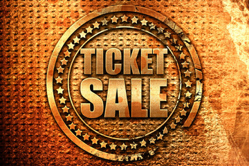 ticket sale, 3D rendering, grunge metal stamp