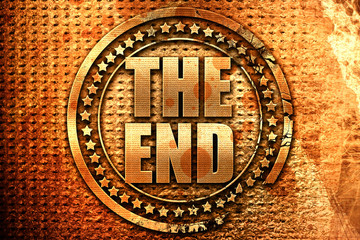 the end, 3D rendering, grunge metal stamp