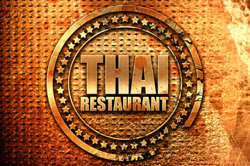thai restaurant, 3D rendering, grunge metal stamp