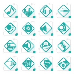 Stylized Music and sound icons -  Vector Icon Set