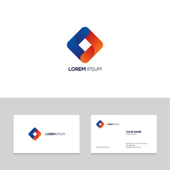 Logo design elements with business card template vector illustration