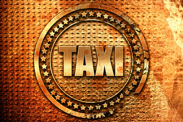taxi, 3D rendering, grunge metal stamp