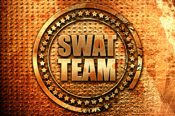 swat team, 3D rendering, grunge metal stamp
