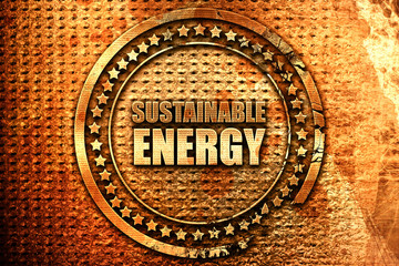 sustainable energy, 3D rendering, grunge metal stamp