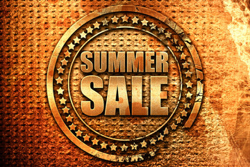 summer sale, 3D rendering, grunge metal stamp
