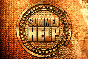 summer help, 3D rendering, grunge metal stamp