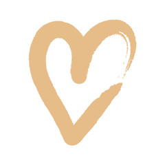 Brush drawing calligraphy heart card. Vector illustration