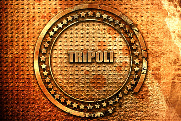tripoli, 3D rendering, grunge metal stamp