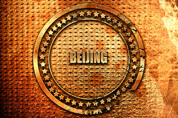 beijing, 3D rendering, grunge metal stamp