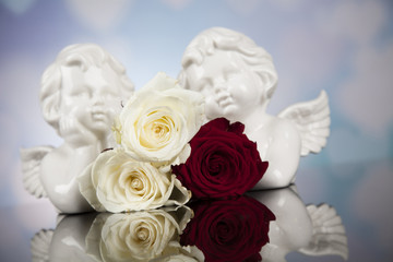 Obraz na płótnie Canvas Angel, Happy Valentine's Day, mirror background